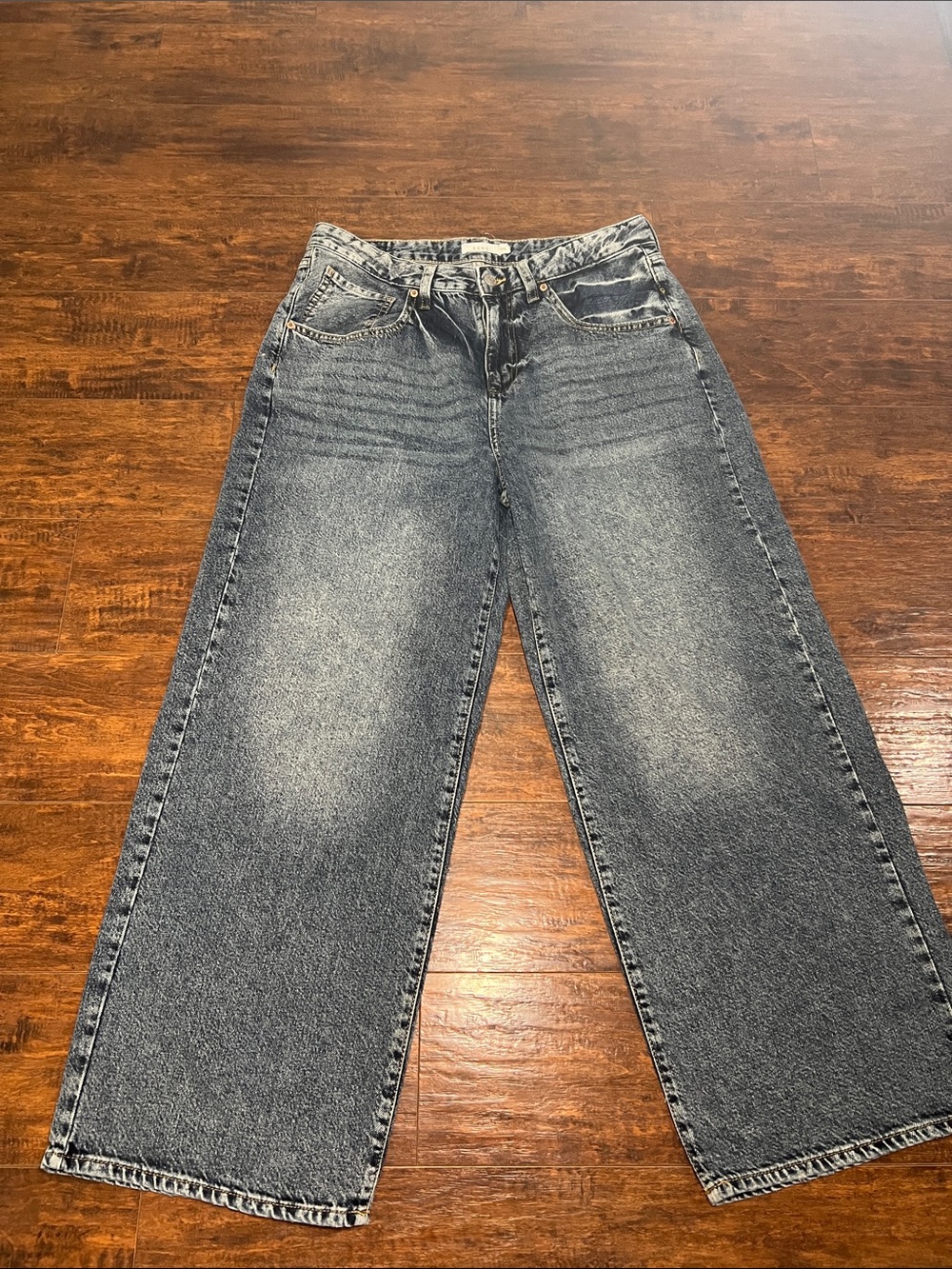 Wide Leg Flare Jeans in Washed Blue
